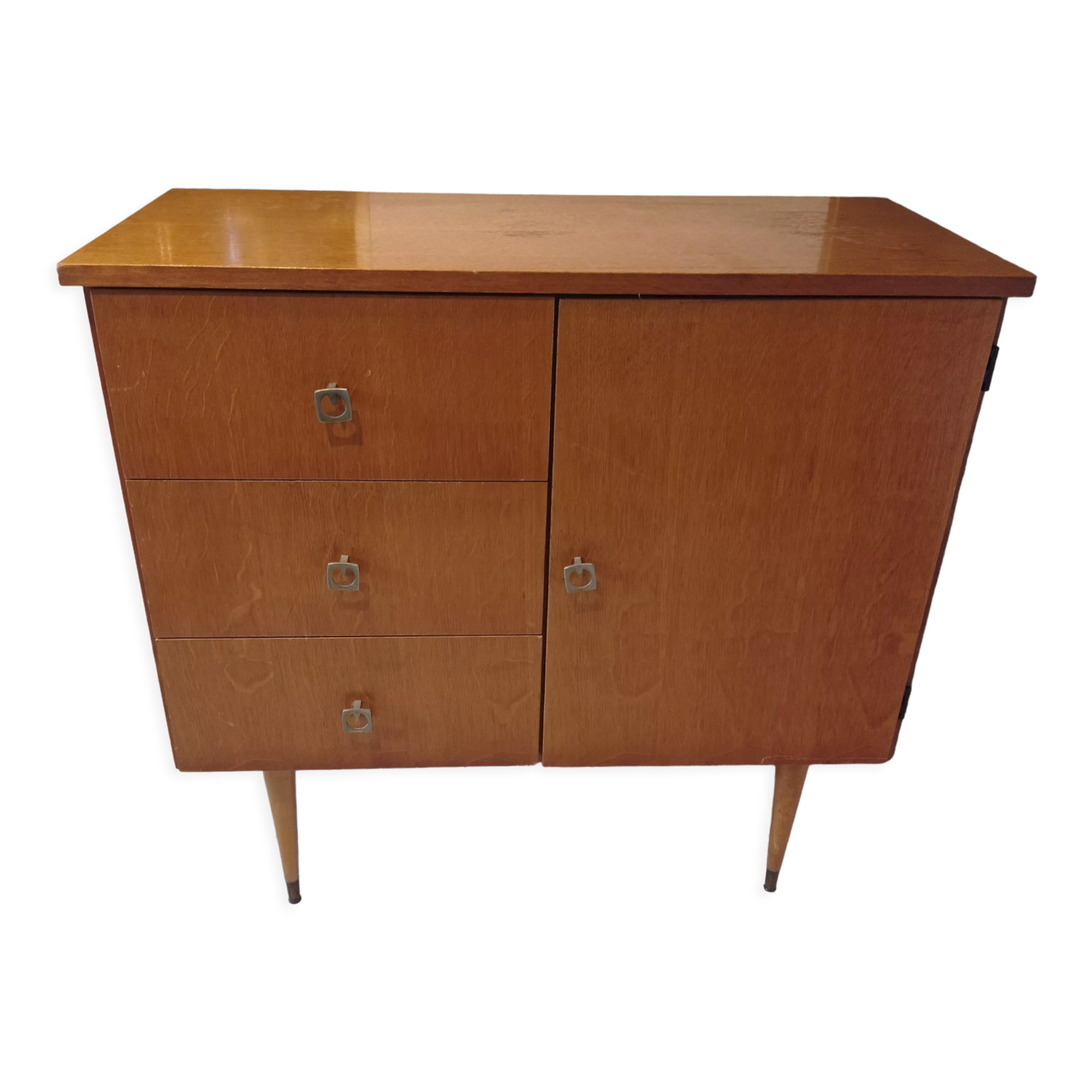 Old vintage Scandinavian chest of drawers 3 drawers and 1 compass foot holder