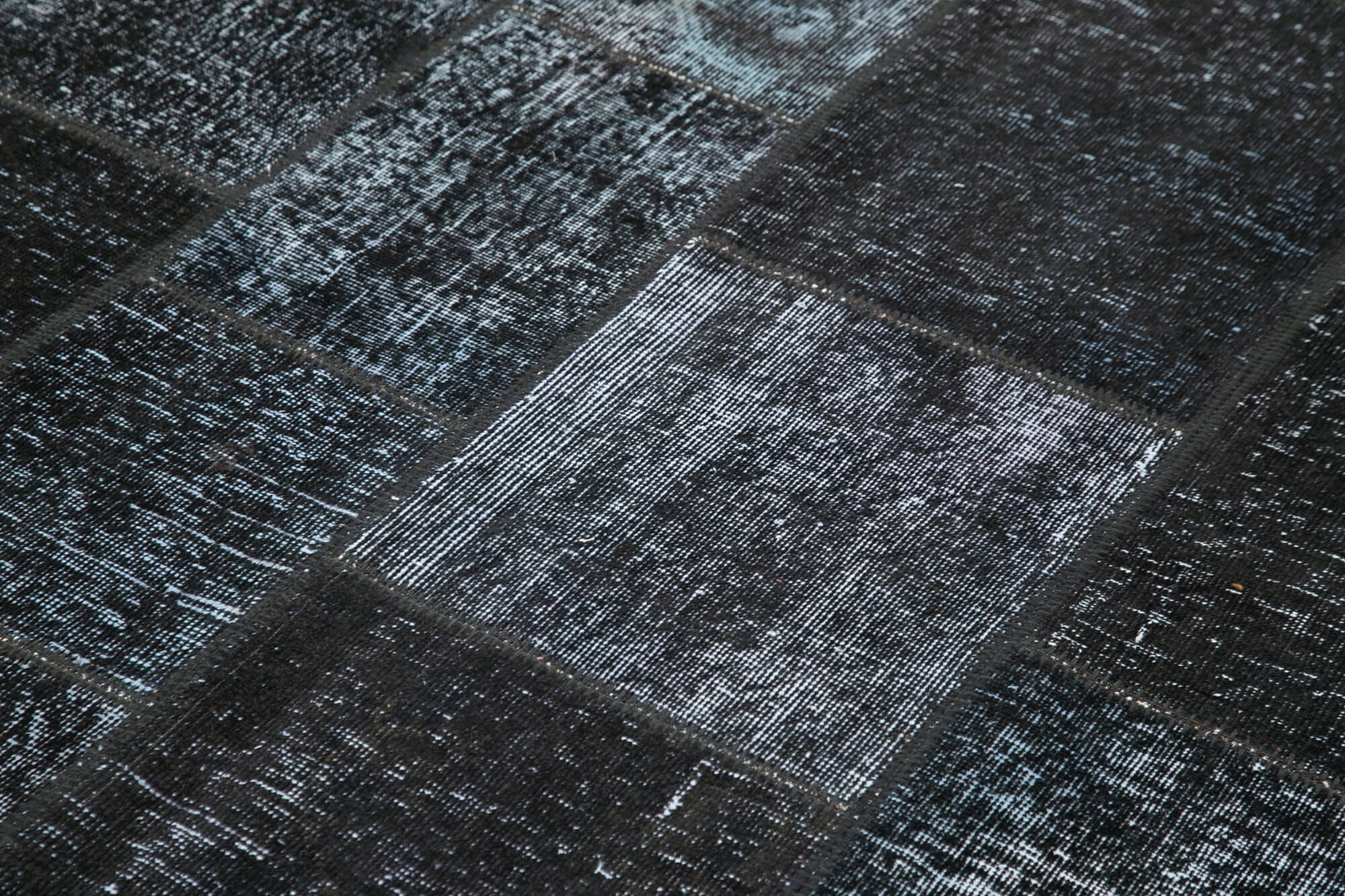 Hand-knotted turkish vintage 170 cm x 243 cm black patchwork rug