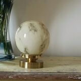 Yellow marbled globe table lamp