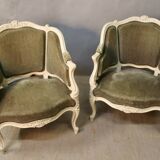 Pair of louis xv style basket armchairs