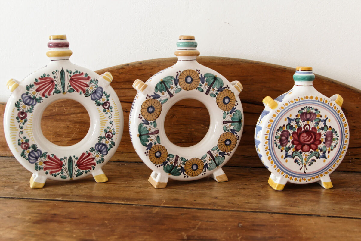 Set of 3 Slovak ceramic soliflores