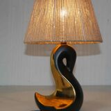 Cracked ceramic and gold lamp foot (signed DA)