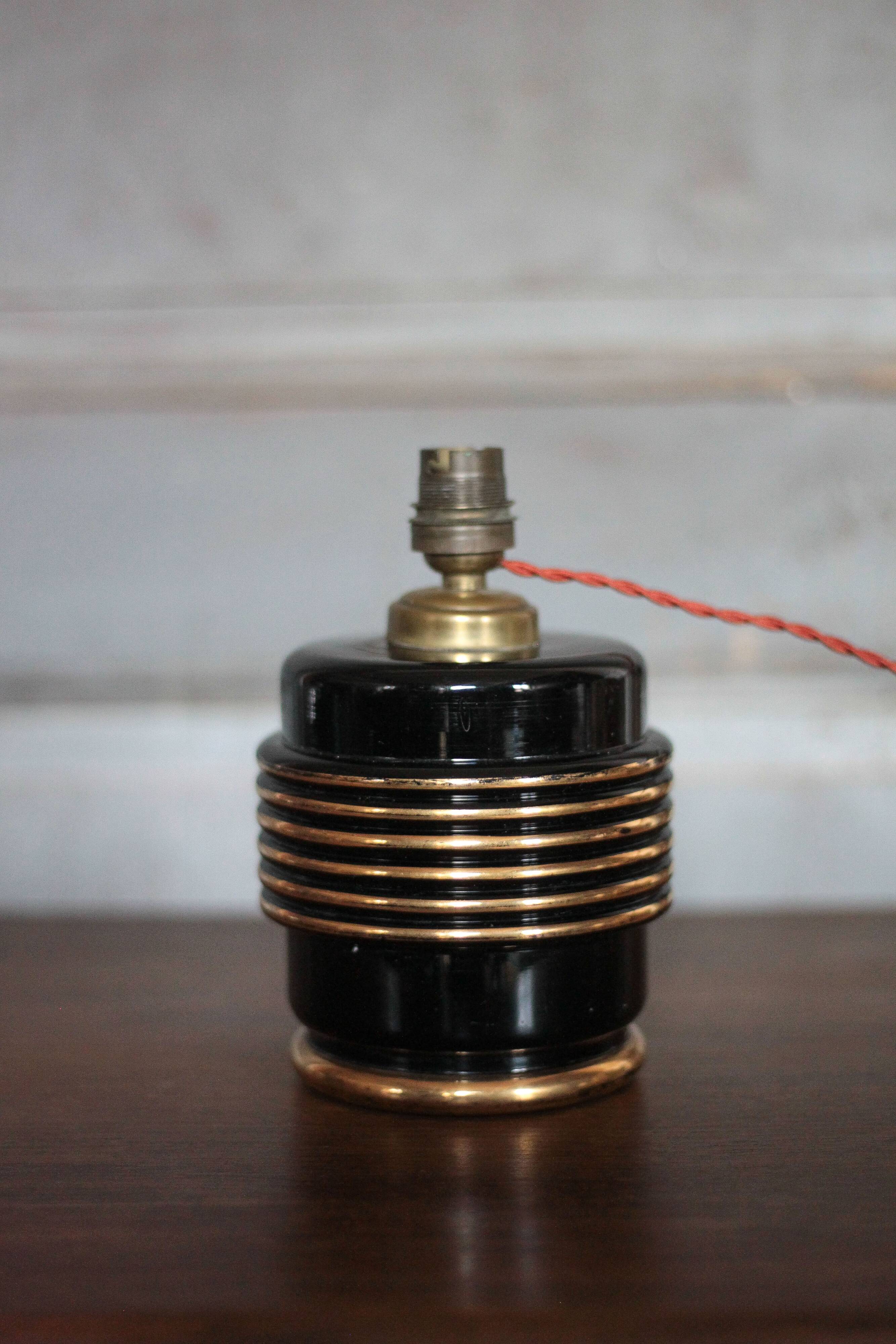 Vintage lamp, table lamp, bedside lamp, black and gold lamp base