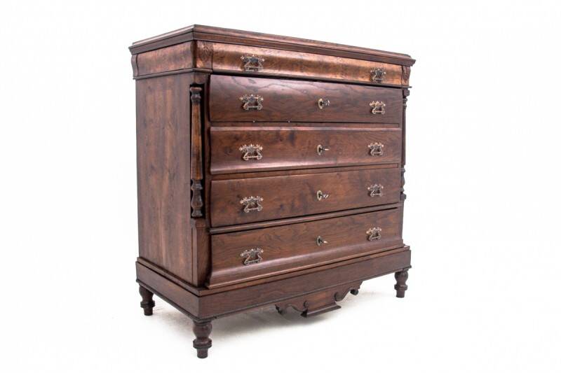 Antique oak chest of drawers, Northern Europe, circa 1890. After renovation.