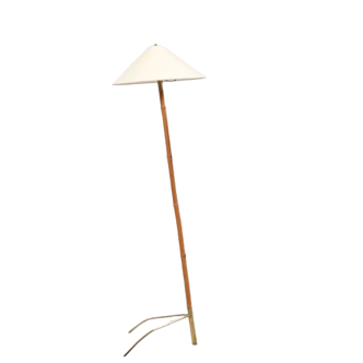 Lampadaire en bambou avec des reflets en laiton par Rupert Nikoll