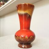 Vintage KIL Ceramic Vase: Red & Brown Lava Glaze, 1970s Yugoslavia
