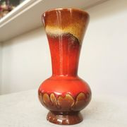 Vintage KIL Ceramic Vase: Red & Brown Lava Glaze, 1970s Yugoslavia