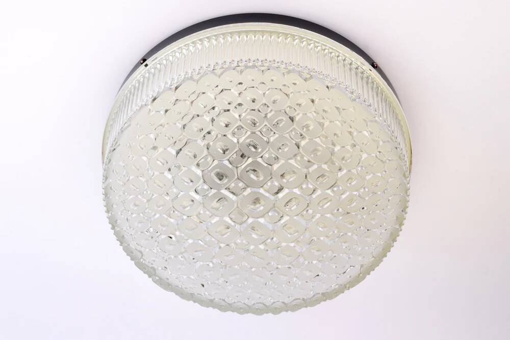 Atomic Age Glass Ceiling Light by Wila