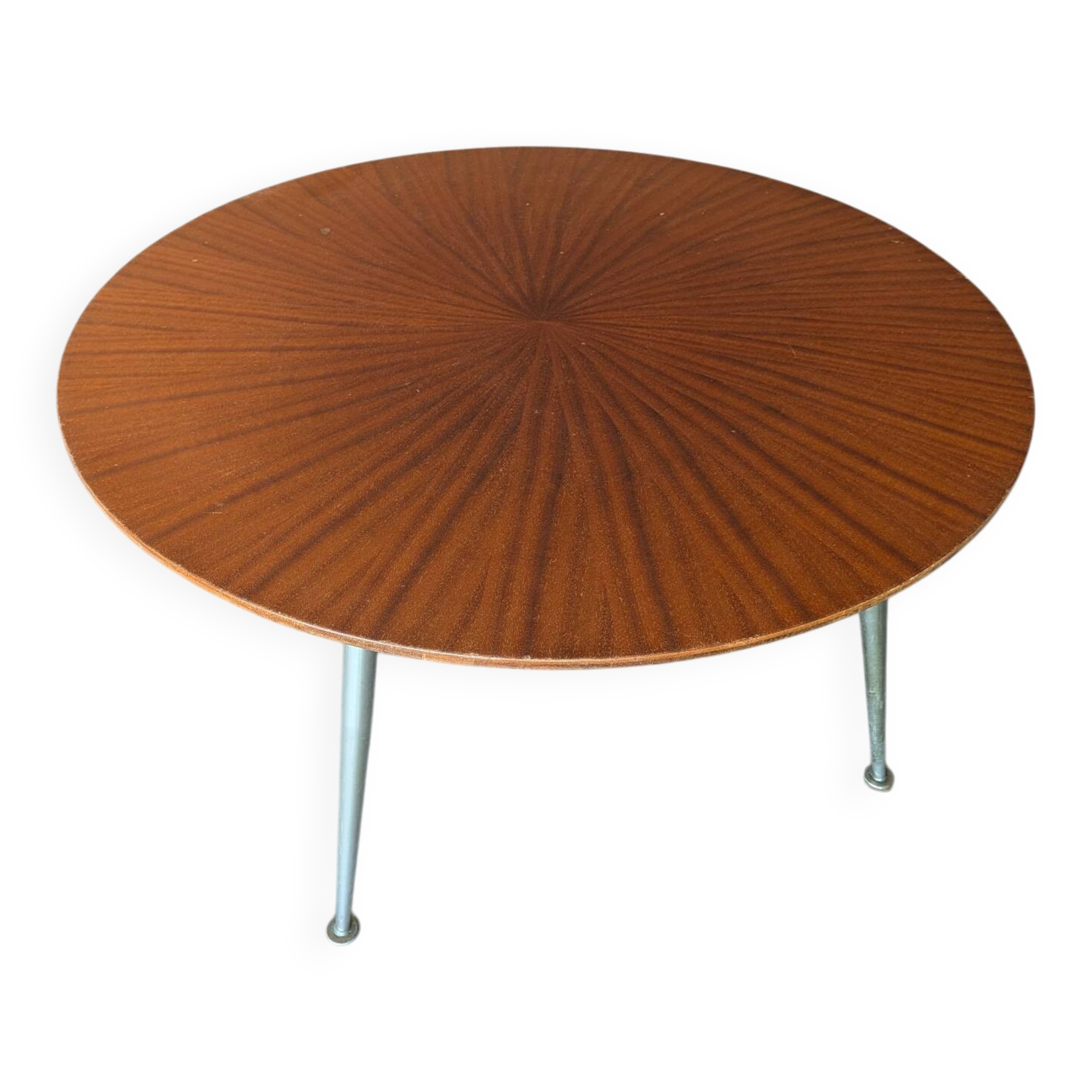 Vintage round coffee table in sun veneer – W. Germany, an