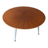 Vintage round coffee table in sun veneer – W. Germany, an
