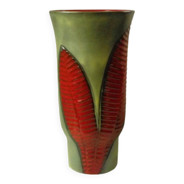Vase en ceramique fernand elchinger modele fougere annees 1950