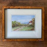 Watercolor countryside landscape