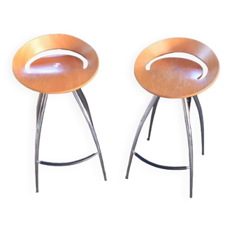 Pair of vintage bar stools, Lyra design by Mira Design Group Italia for Magis