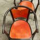Table and 6 armchairs Baumann Diese, design Pagnon Pelhaître, Wenge color and red,