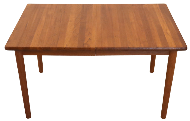 Vintage mid century modern KS Denmark rectangular teak extendable dining table 'Marbjerg'