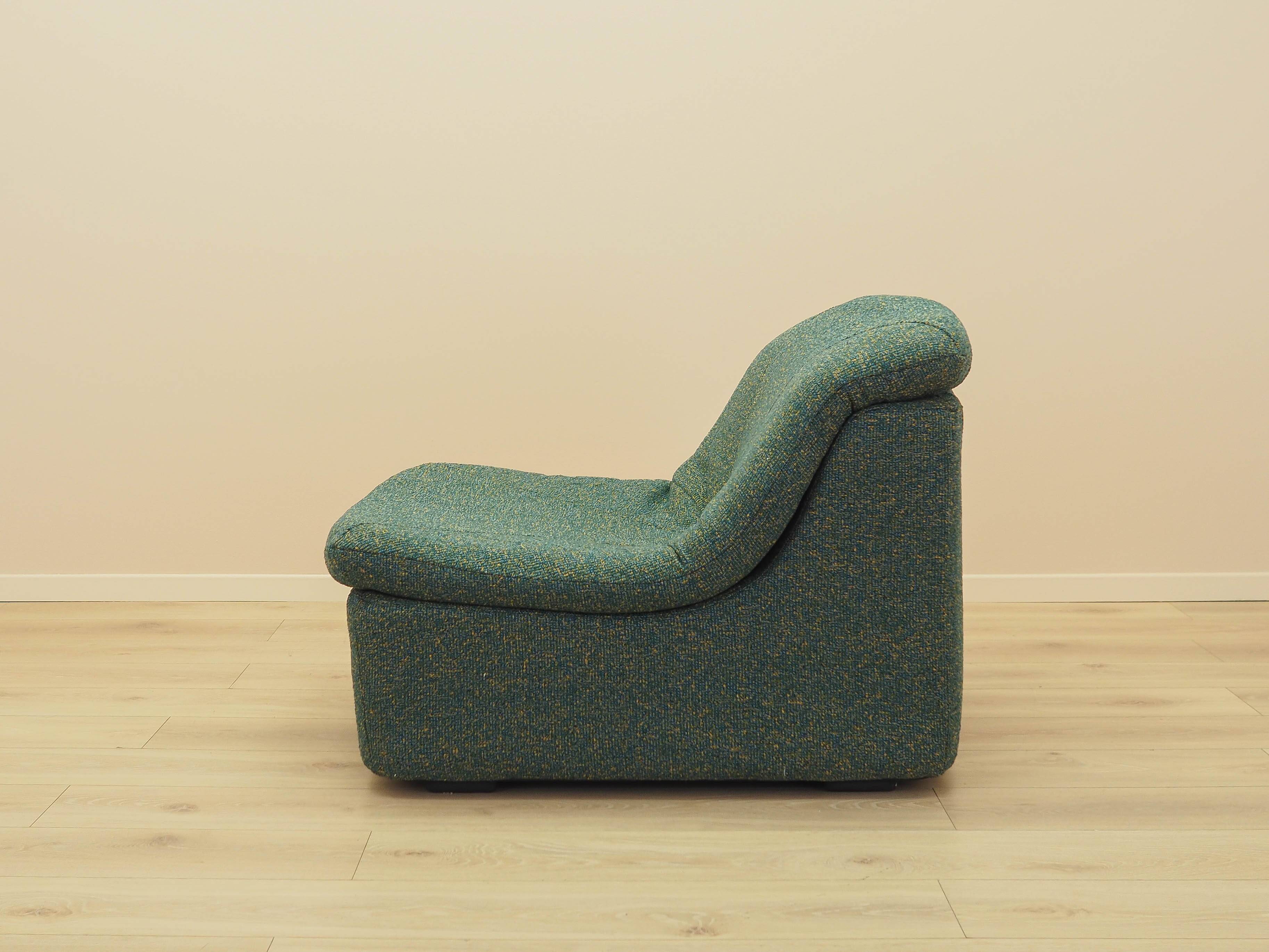 Green armchair, Italian design, 1970s, made in Italy