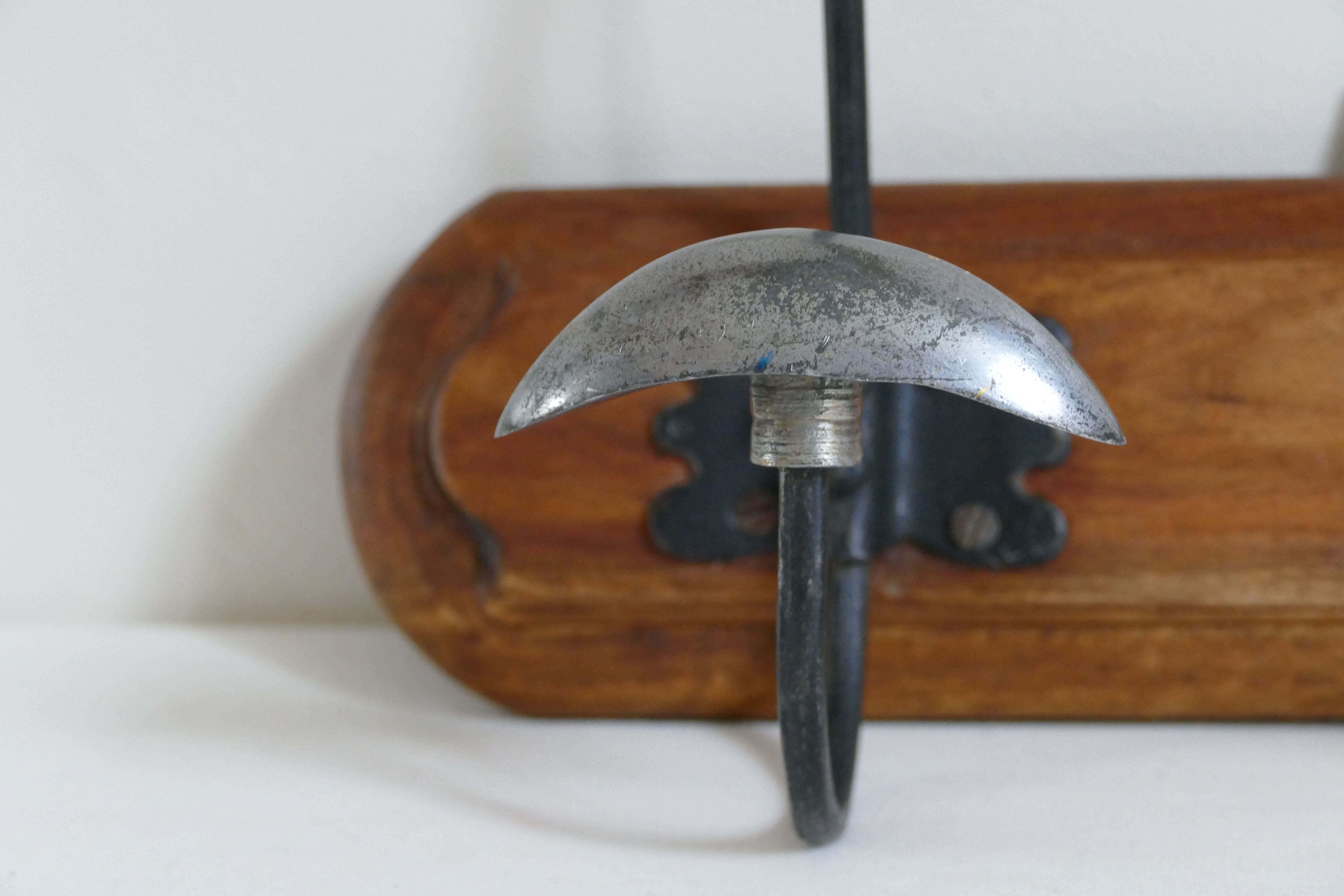 Vintage wood and metal patère