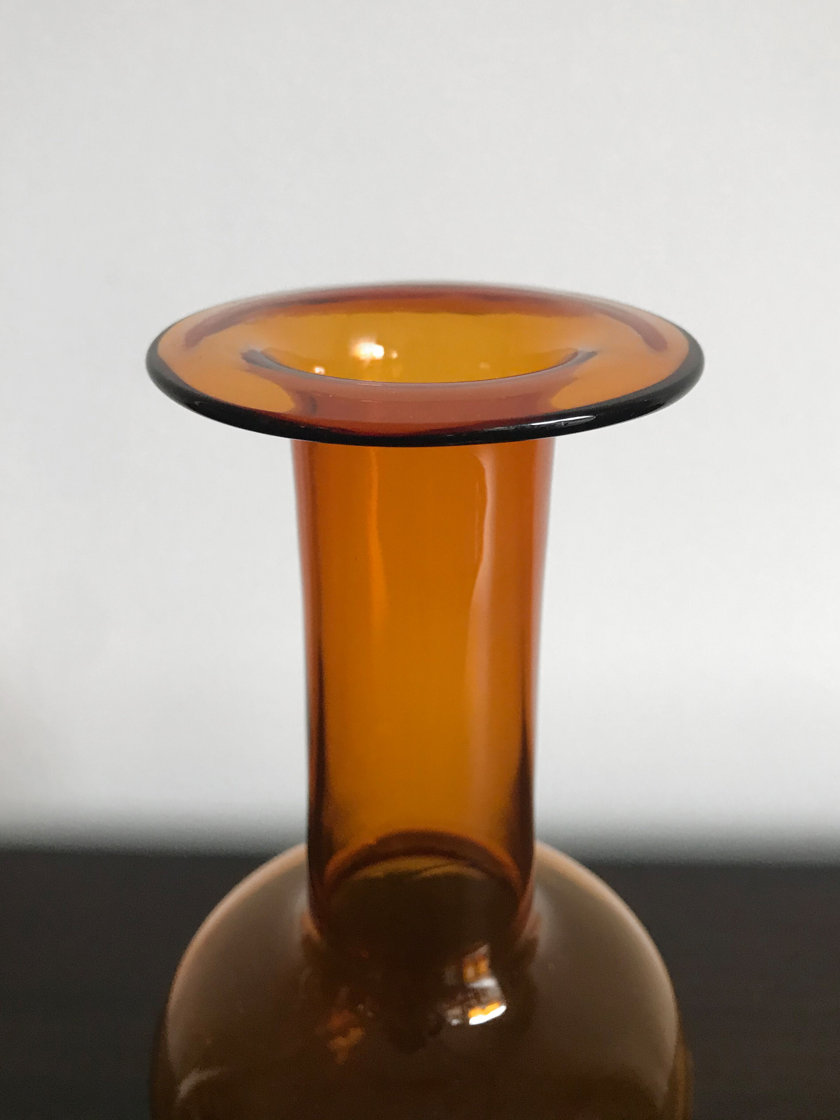 Otto Brauer for Holmegaard scandinavian yellow glass vase, 1960s