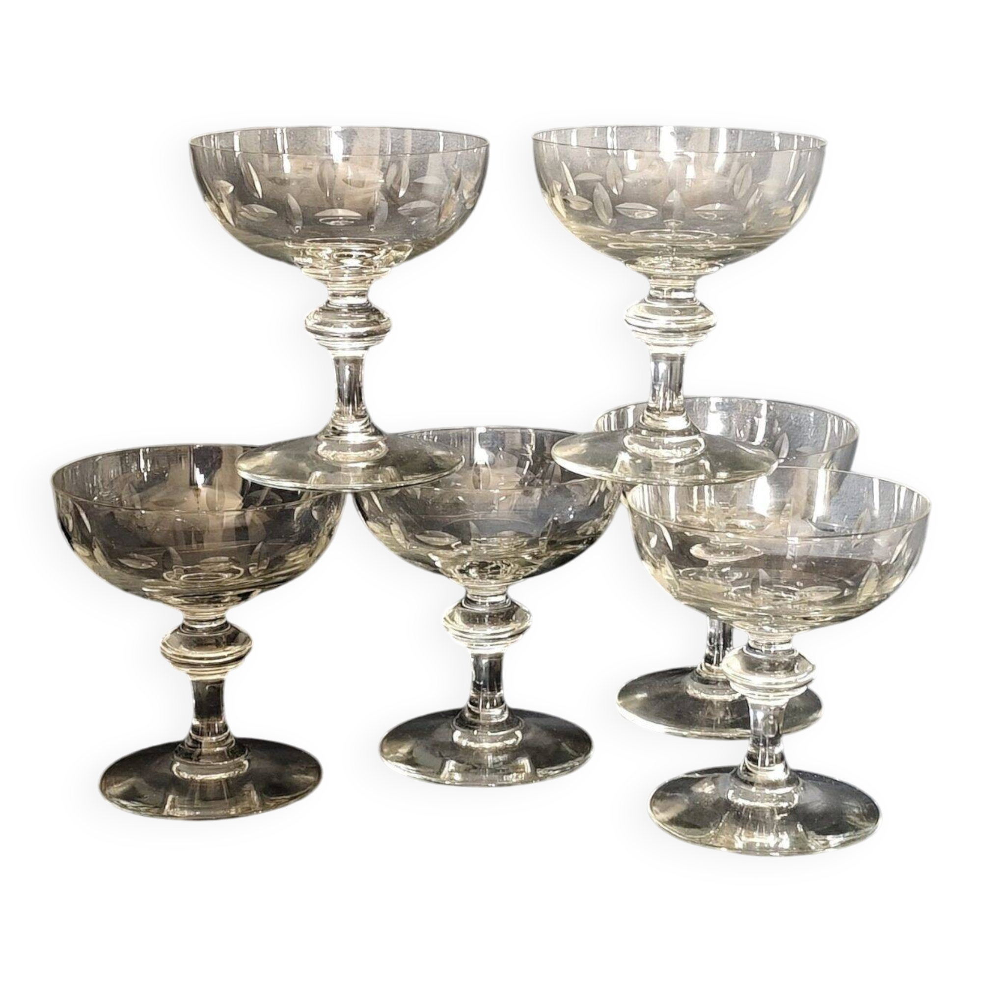 Set of 6 crystal champagne glasses
