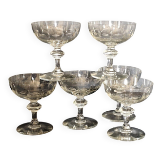 Set of 6 crystal champagne glasses