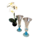 Pairs of transparent soliflores vases with blue legs