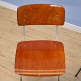 Set of 2 Dutch industrial chairs in teak/plywood by Marko, 1960s