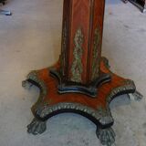 Gueridon marquetry and bronze central foot harness