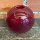 Vintage 1970s Murano Red Bubble Glass Ball Vase Soliflore