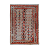 Vintage carpet Uzbek Bukhara handmade 127cm x 173cm 1960s, 1C491