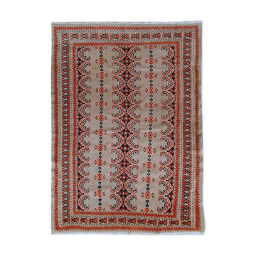 Vintage carpet Uzbek Bukhara handmade 127cm x 173cm 1960s, 1C491