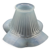 French vintage pale blue opaque glass replacement shade with frilled edge.