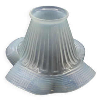 French vintage pale blue opaque glass replacement shade with frilled edge.