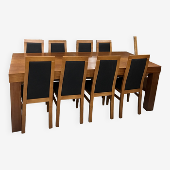 Large dining table and 08 chairs set in solid cherry wood