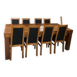 Ensemble grande table à manger et 08 chaises en merisier massif