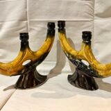 Pair of Vallauris ceramic candlesticks