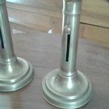 2 Brass Bougeoirs. Push buttons. old