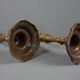 Suite of 2 copper candlesticks seventeenth century French