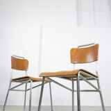 Mid-century Plywood Aluminum Chair, set of 2