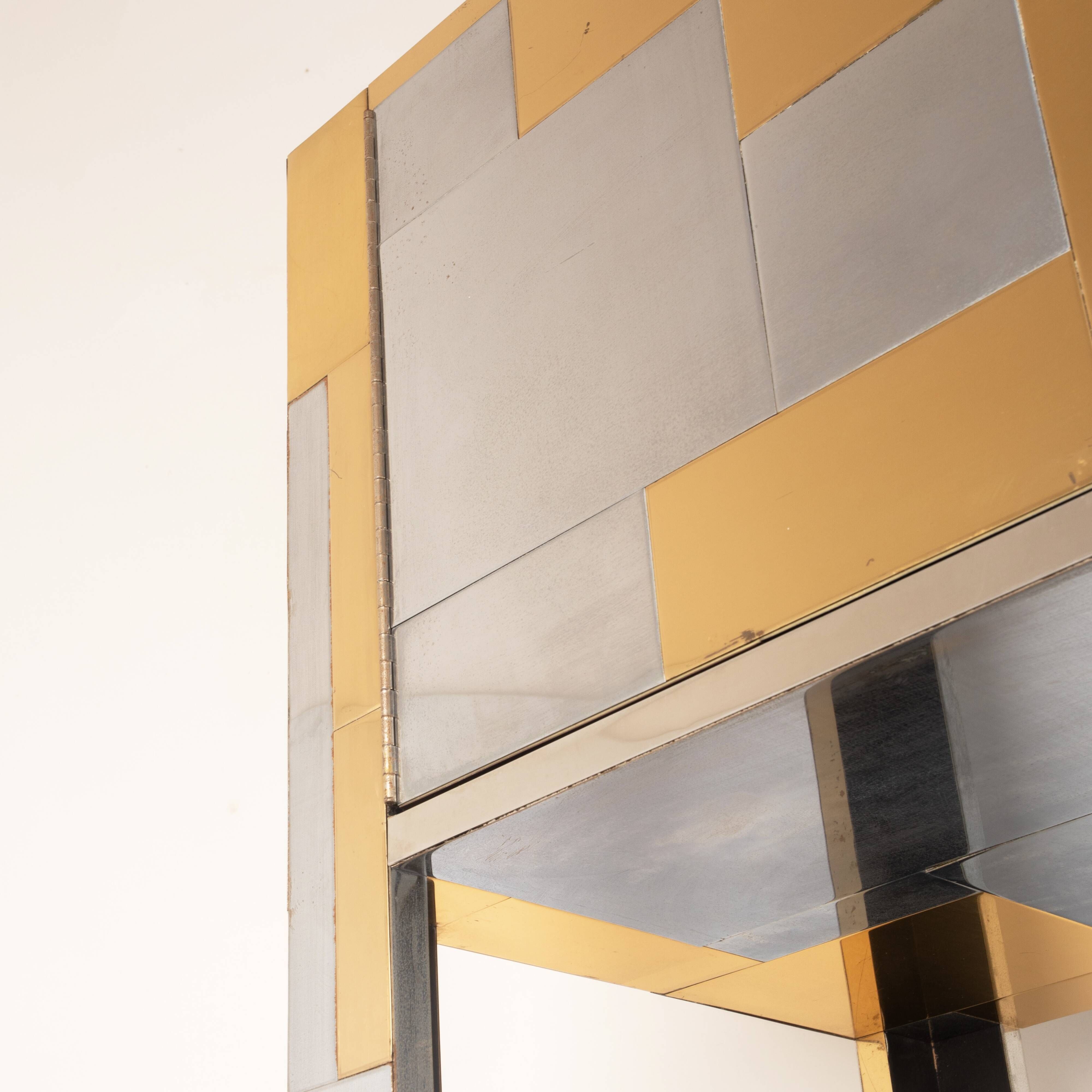 Paul Evans Cityscape Brass and Stainless Steel Bookcase, First Series, 1971
