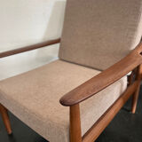 Vintage Scandinavian teak lounge — 3-seater sofa and two armchairs.