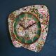 Vintage clock silent wall pendulum "Flowers Cherries"