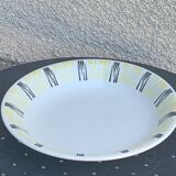Hollow plate in enamelled ceramic FB number 63 design and vintage pattern