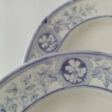 Trio d’assiettes anglaises en faïence fine bleue et blanche, début 20ème