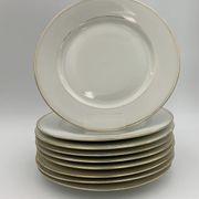 9 antique dessert plates white and gold porcelain from limoges william guerin - circa 1900