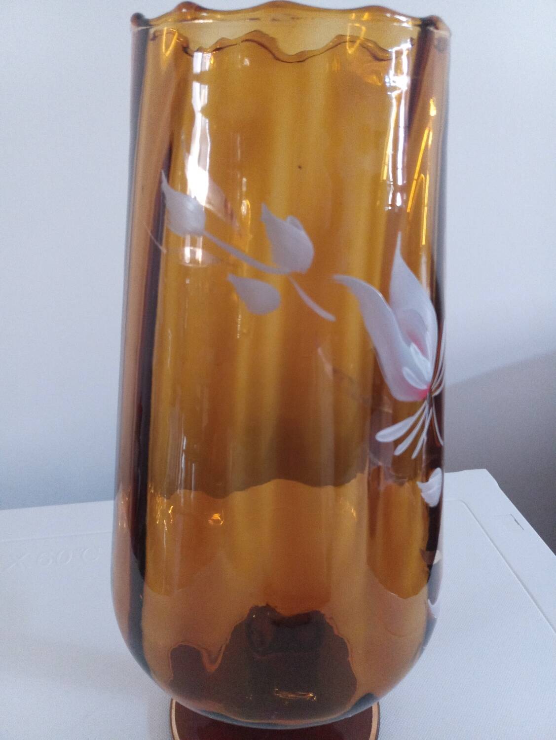 Amber blown glass vase