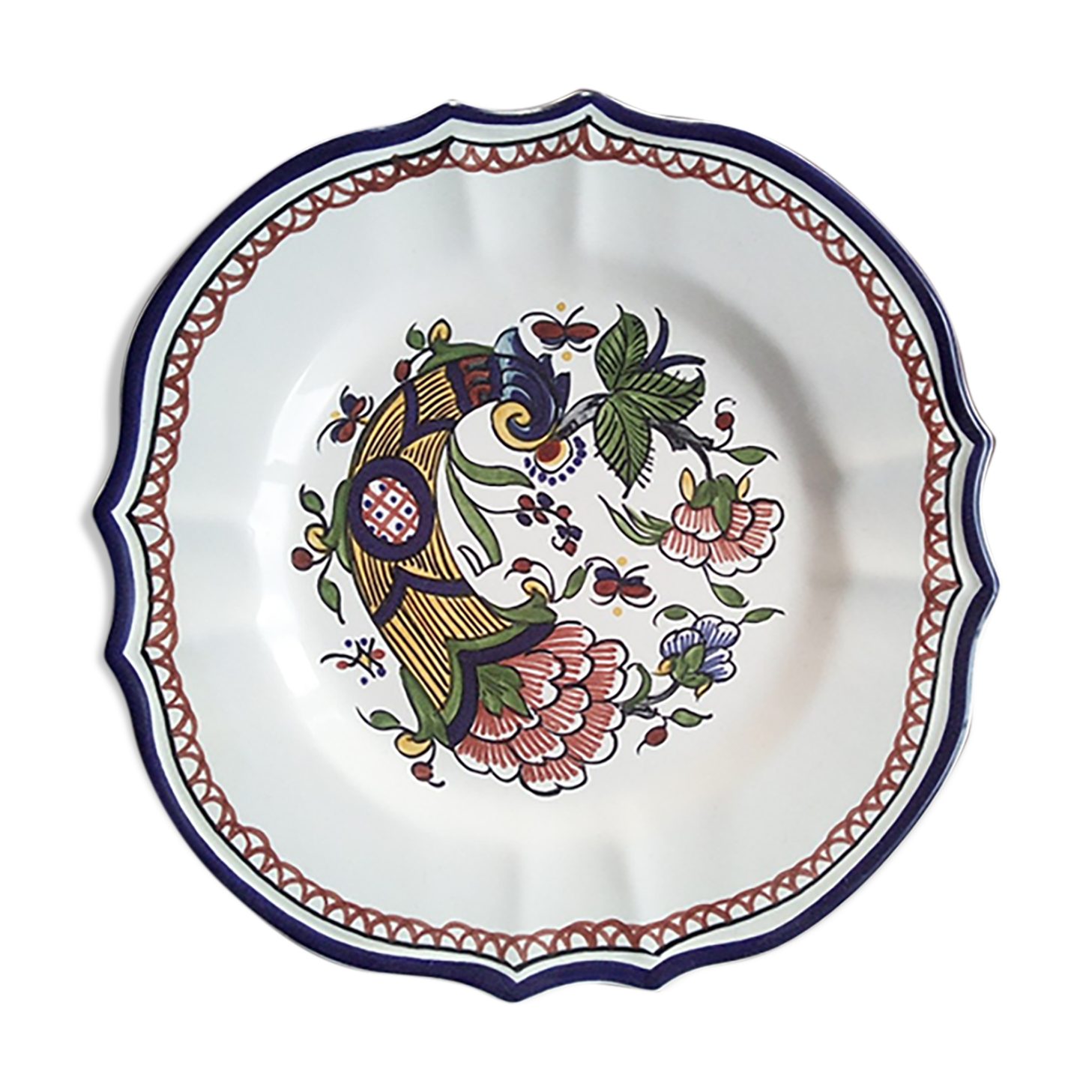 Collection plate Vieux Rouen signed handmade