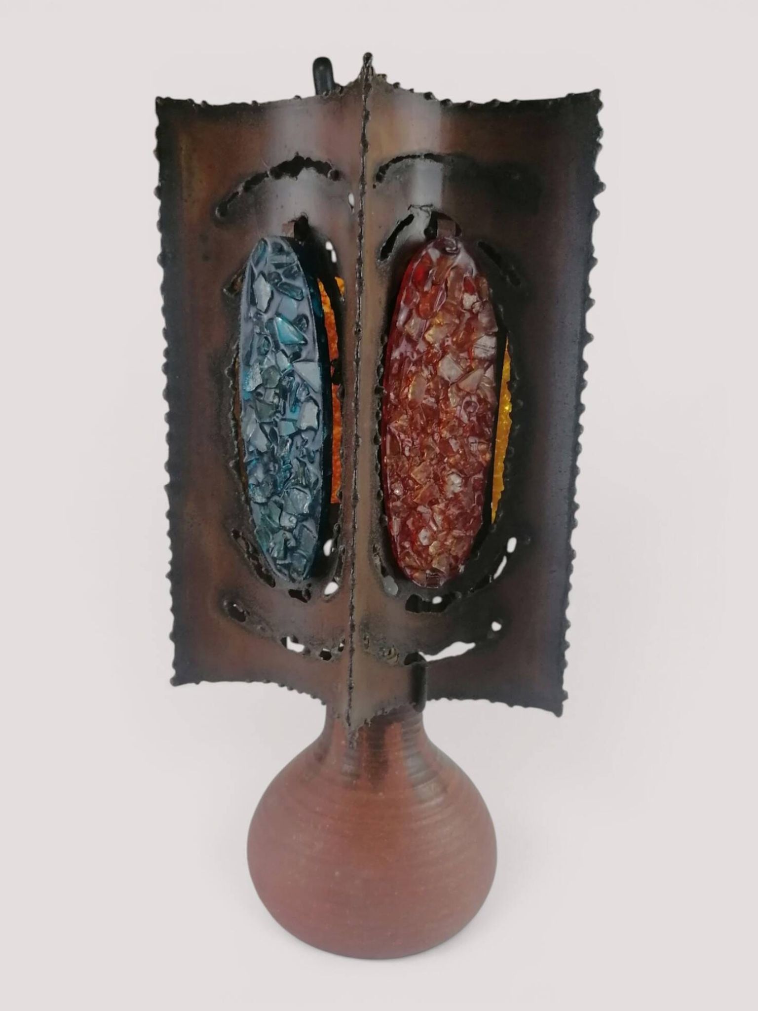 Lampe brutaliste en métal et céramique - Accolay