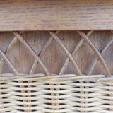 commode pieds compas, osier, vintage