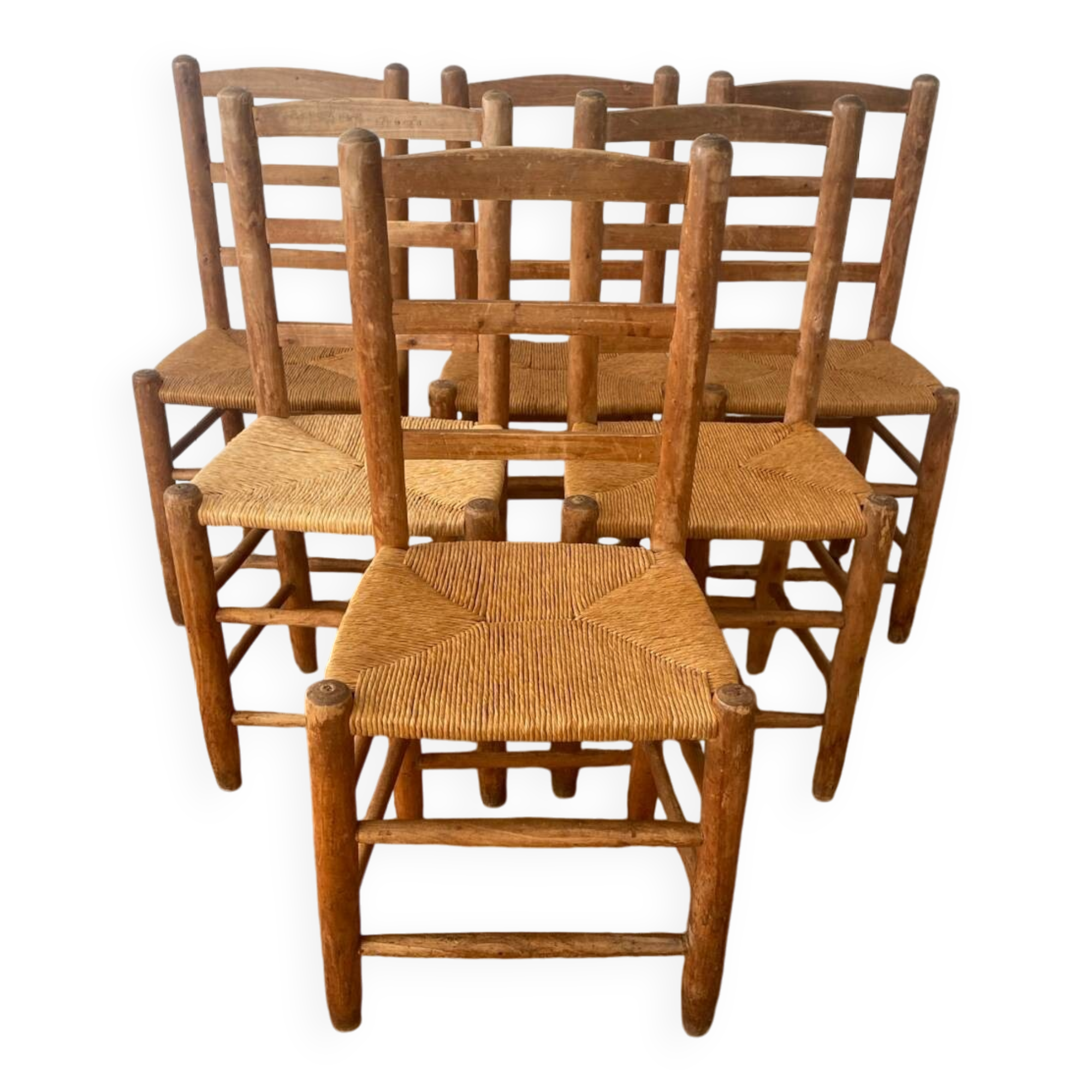 Lot de 6 chaises en orne et paille
