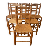 Lot de 6 chaises en orne et paille